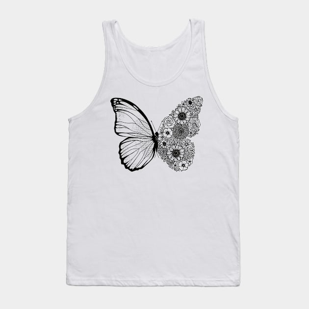 Butterfly Floral Wing - Nature and Gardening Tank Top by Popculture Tee Collection